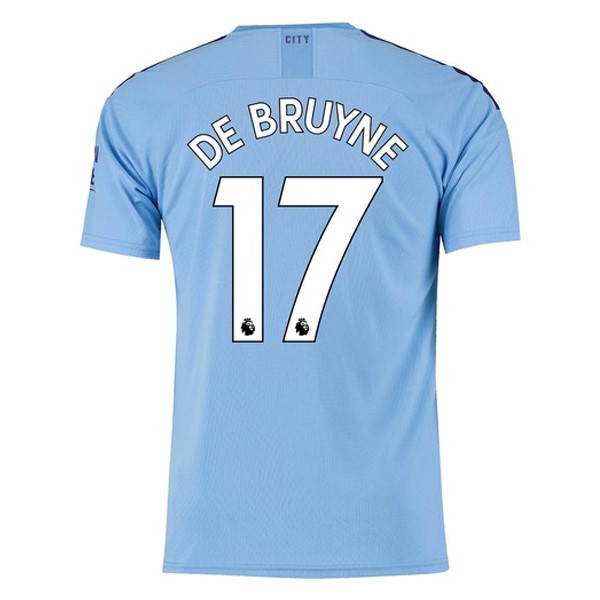 Camiseta Manchester City NO.17 De Bruyne Replica Primera Ropa 2019/20 Azul